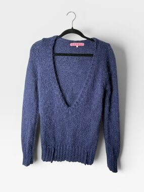 Manoush Mohair Navy Blue V Neck Sweater Size Medium (S)